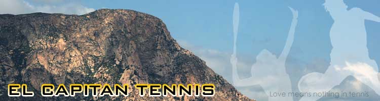 El Capitan Mountain with text overlay El Capitan Tennis